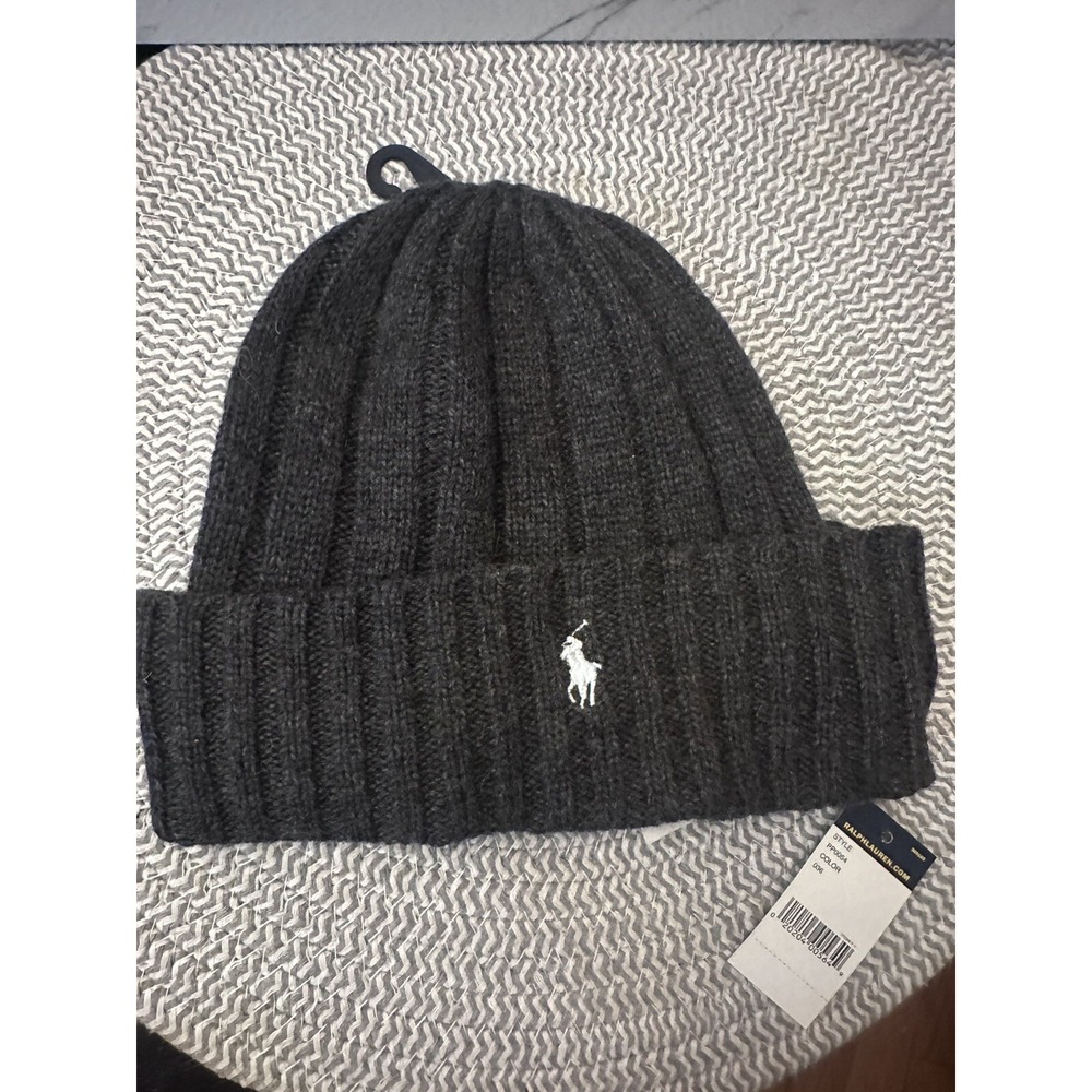 NWT Polo Ralph Lauren Men's Skull Cap Beanie Winter Hat Grey O/S